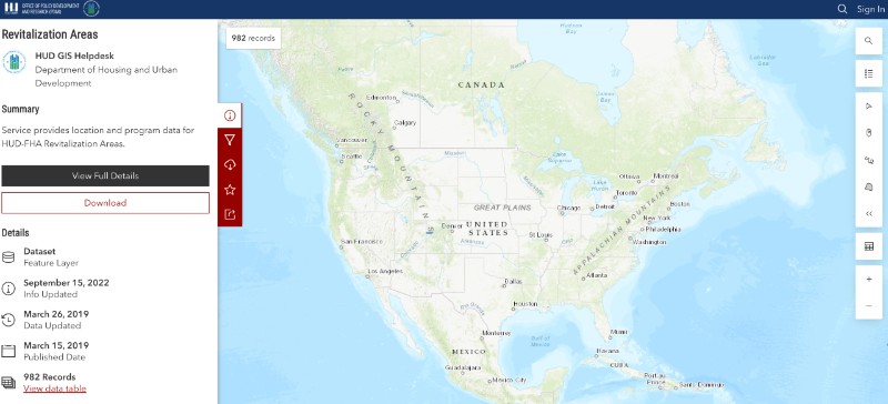 HUD Interactive revitalization map